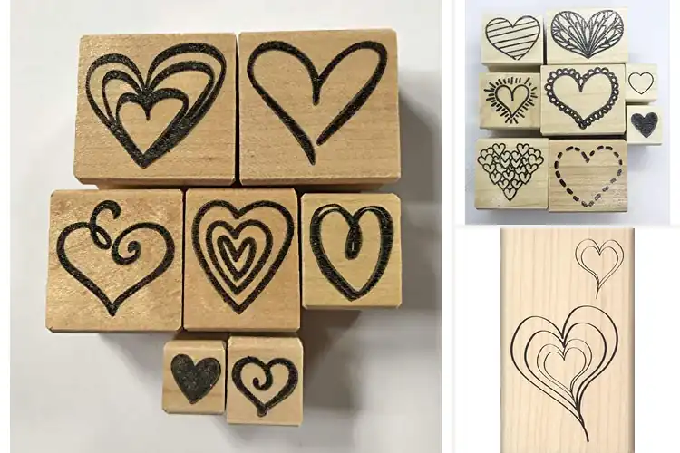 Detailed view of Best Handcrafted Wood Mount Valentines Stamps