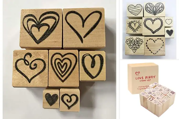 Detailed view of Best Valentines Hearts Rubber Stamps Set